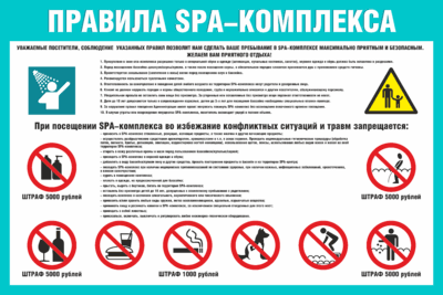 Табличка Правила SPA комплекса